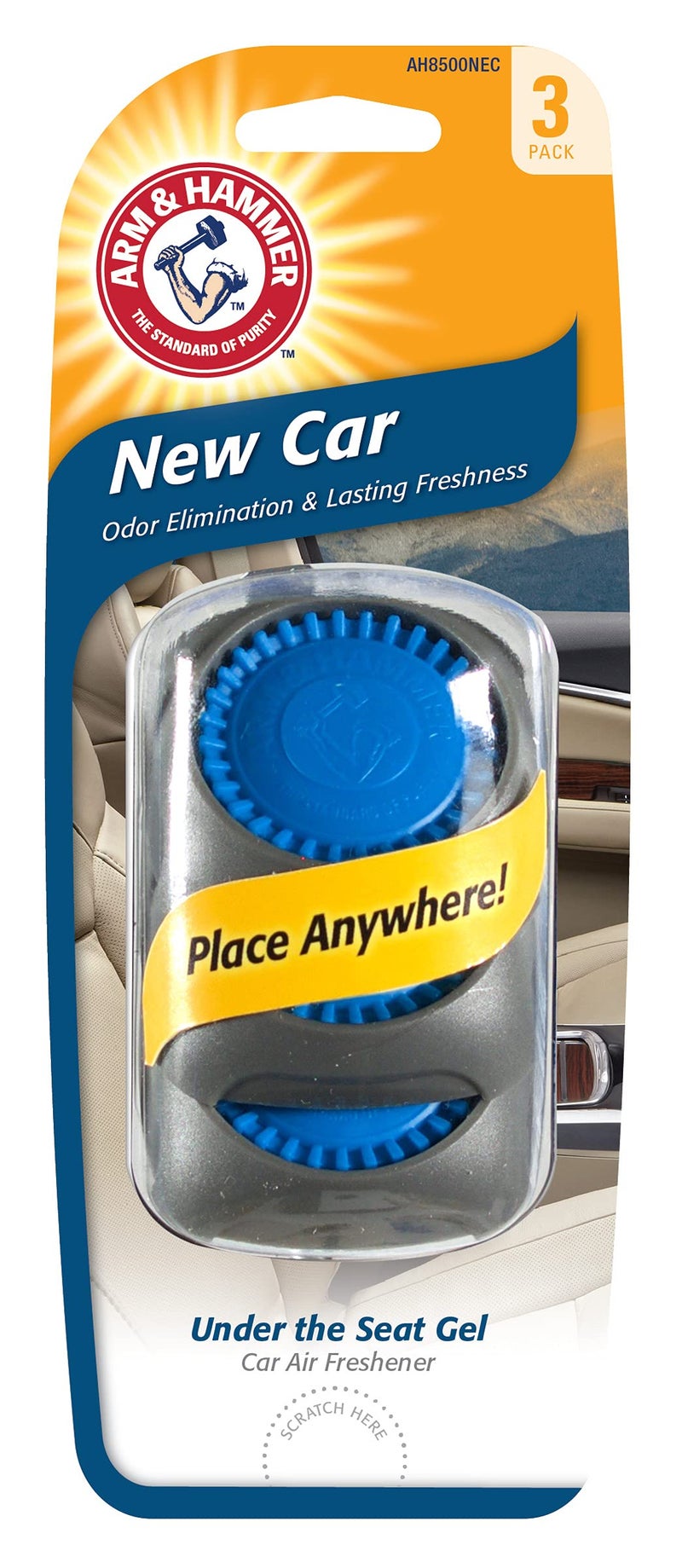 ARM & HAMMER AH8500NEC Under The Seat Air Freshener  New Car  3 Pack - Image 1